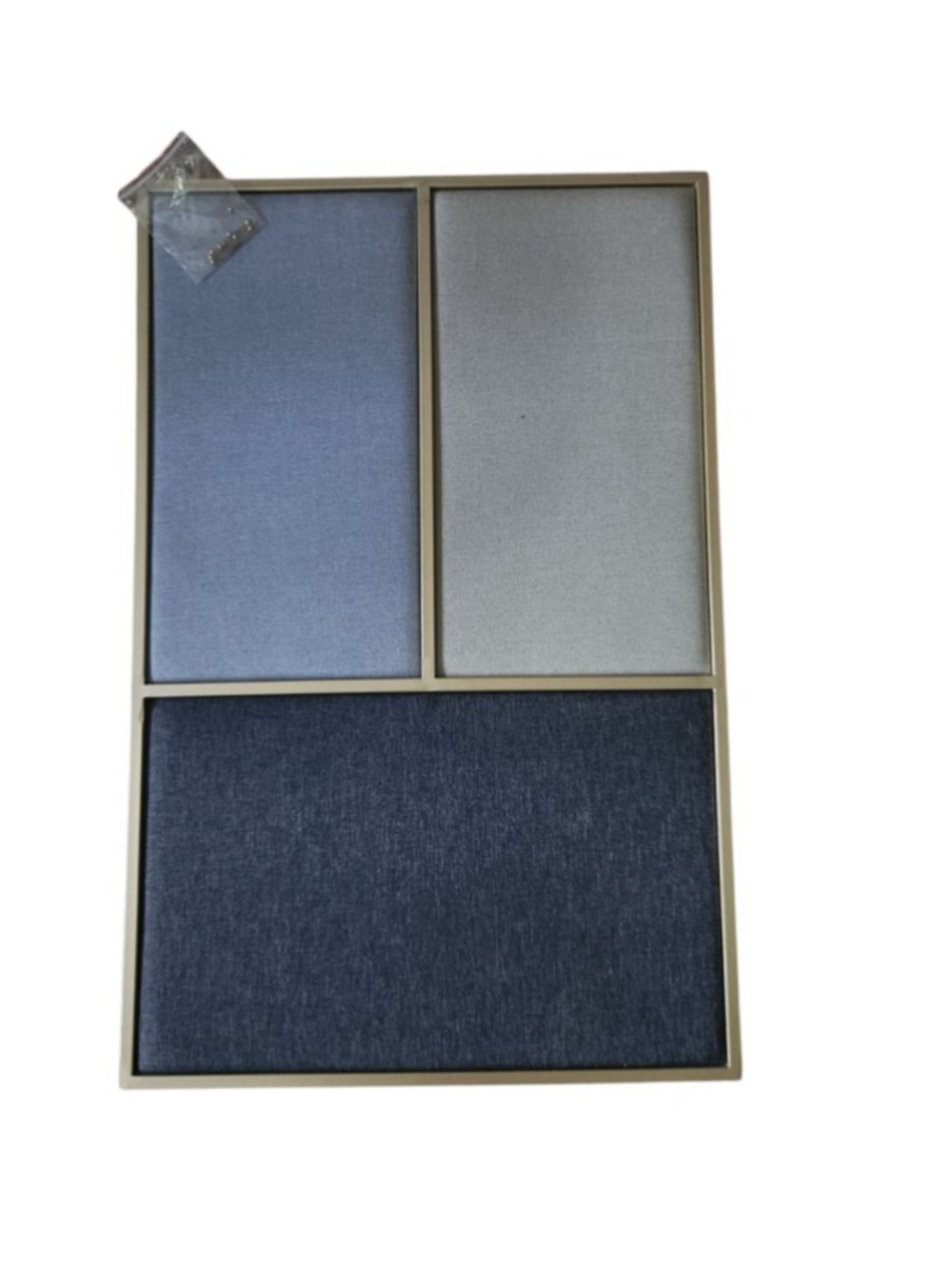 Cost Plus World Market 3 Panel Blue Grey Pinboard Wall Decor Office 26x17in NEW